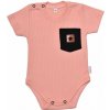 Baby Nellys Bavlnené rebrované body s kapsičkou, kr. rukáv, Summer Boy, marhuľové, veľ.80 Baby Nellys