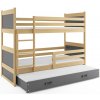 BMS GROUP Patrová postel s přistýlkou RICO 3 90x200 cm, borovice/grafitová (Volba matrace: Pěnová matrace)