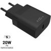 Síťová nabíječka FIXED s USB-C výstupem a podporou PD, 20W, černá FIXC20N-C-BK