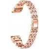 Lige Lesklý kovový remienok s kamienkami / šírka 20mm / farba rose gold