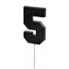 Sviečka PartyDeco Číslo 5 stavebnica čierna 6cm