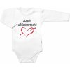 Body dlhý rukáv s vtipným textom Baby Nellys Ahoj už jsem tady! biele