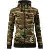 Bicykel na výšku - Mikina dámska trendy zipper s kapucňou - XS ( Hnedý maskáč )