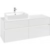 VILLEROY & BOCH Collaro závesná skrinka pod umývadlo na dosku (umývadlo vľavo), 4 zásuvky, s LED osvetlením, 1400 x 500 x 548 mm, Glossy White, C132B0DH