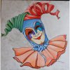 Masky-Karneval 3,Marta Augustínska,originálny,ručne maľovaný obraz M (do veľkosti 65x65cm) Fialová