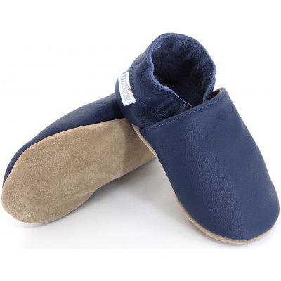 BaBice Kožené barefoot capáčky Tmavě modré BA-003