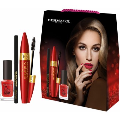 Dermacol Obsesión Volume & Lenght riasenka 12 ml + lak na nechty 5 Days  Stay 11 ml 21 Monroe Red + ceruzka na oči 16H Matic 0,3 g 04 Black  darčeková sada od 8,8 € - Heureka.sk