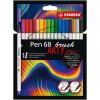 Fixa STABILO Pen 68 brush sada 18 ks v puzdre 