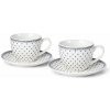 Livello Porcelánová sada šálok s tanierikmi – modrý bodkovaný retro vzor 2 ks na štýlové servírovanie a darovanie