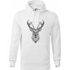 Jeleň kresba - Mikina pánska Cape s kapucňou - XL ( Biela )