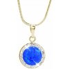 Pozlátený strieborný náhrdelník s okrúhlym opálom a kryštálmi Swarovski Elements Dark Blue