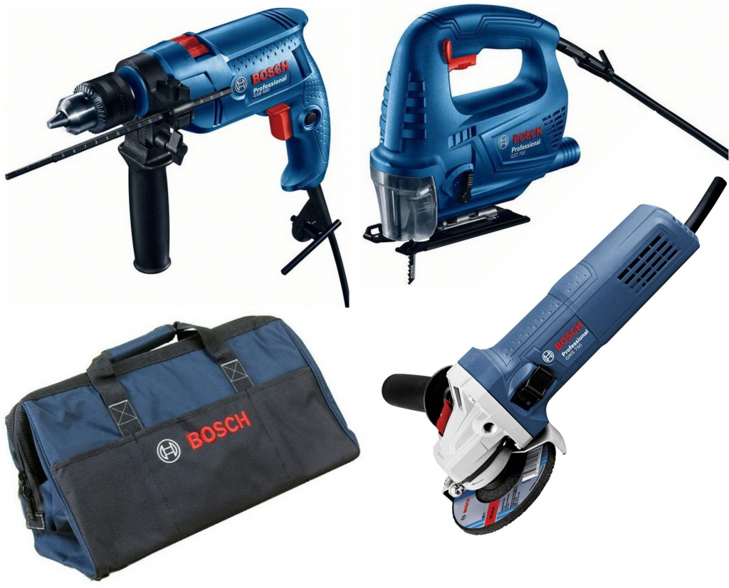 Bosch GSB 550 + GWS 750 + GST 700 0.615.990.M3L