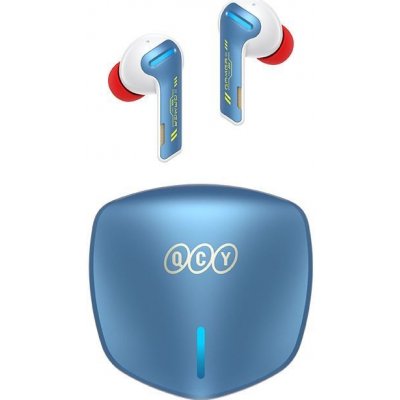 QCY - G1 bezdrátová herní sluchátka s dobíjecím boxem,Bluetooth 5.2, modro-červená