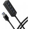 AXAGON HUE-M1AL, 4x USB 3.2 Gen 1 MINI hub, kovový, kábel USB-A 1.2m HUE-M1AL