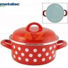 Metalac smaltovaný hrniec / rajnica 16 cm / 1,50 L ČERVENÁ S BODKAMI