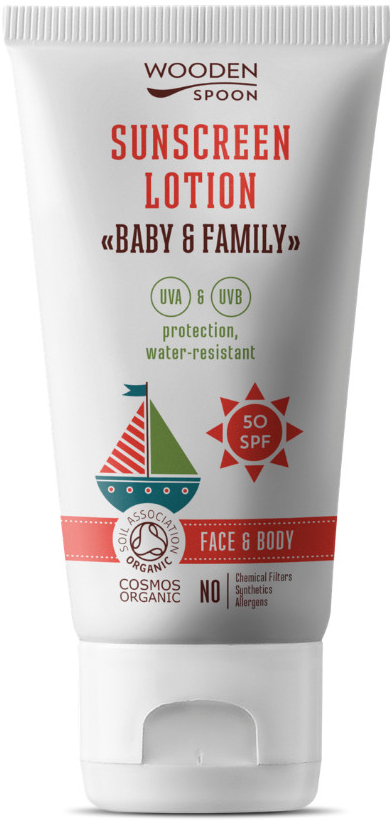 WoodenSpoon Baby & Family opaľovacie telové mlieko SPF50 150 ml