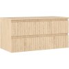 Mexen Rivel kúpeľňová skrinka pod umývadlo 100 cm s doskou, 2 zásuvky, ryhovaná, dub - 91A20-10047-2-BFFC81