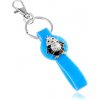 Šperky eshop - Kľúčenka, modrý prívesok zo silikónu, malý tučniačik, zirkóny, farebná glazúra SP65.14