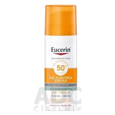Eucerin SUN OIL CONTROL TINTED SPF 50+ LIGHT krémový gél na opaľovanie na tvár, akné, tónovací-svetlý 1x50 ml