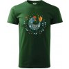 Folklór - sliepky s margarétkami - Klasické pánske tričko vyššej gramáže - 3XL ( Fľaškovozelená )