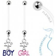 Piercing do bruška z bioflexu pre tehotné ženy "IT'S A BOY" "IT'S A GIRL" SP36.05