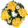 BerryHome Venček jesenný so žltými chryzantémami, priemer 20 cm
