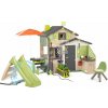 Domček Priateľov s vodným tunelom pod šmykľavkou Friends Evo Playhouse Life Smoby rozšíriteľný v natur hnedých farbách