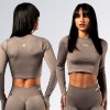 Nebbia Dámske tričko Power Her Seamless Long Sleeve Top 892 Light Brown Ash