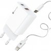 Sturdo sieťová nabíjačka Mini 20W PD+USB QC 3.0 + Lightning kábel, biela