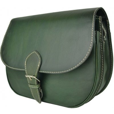 Tmavo zelená kožená kabelka ručne tieňovaná uzatváranie vyťahovací zámok