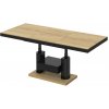 Luxusný rozkladací konferenčný stolík QUADRO MAX drevodekor/čierna Dub svetlý