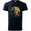 Albert Einstein so slúchadlami - Klasické pánske tričko vyššej gramáže - XS ( Tmavomodrá (takmer čierna) )