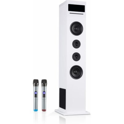 Auna Karaboom 100 Sing, karaoke vežový reproduktor, 120 W max., CD prehrávač, 2 bezdrôtové mikrofóny (CS11-Karaboom100Sing)