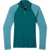 Smartwool Dámske tričko W CLASSIC THERMAL MERINO BL 1/4 ZB tmavo zelená tyrkysová