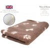 DRYBED Premium Vet Bed Paws & Bones svetlohnedý 150 x 100 cm