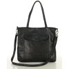 MARCO MAZZINI Dámska kožená shopper kabelka s vreckami | čierna v252a