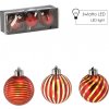 Sada sklenených vianočných ozdôb s LED osvetlením, červené, 8 cm, 3 ks