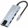Qoltec Adaptér HUB USB-C 5v1 | USB-C PD 100W | 2xUSB | HDMI 4K | RJ45