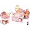 Set domček pre bábiku elektronický Cocoon Nursery Soft Baby Nurse Smoby a 32 cm bábika v hlbokom kočíku