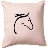 Kôň - hlava silueta - Vankúš 50x50 - 50x50 - Vrátane výplne ( Svetloružová )