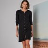 Úpletové šaty na gombíky čierna 048 Blancheporte