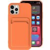 AppleKing kryt s kapsou na karty pre iPhone 13 mini - oranžový - možnosť vrátiť tovar ZADARMO do 30tich dní