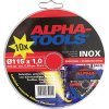 Alpha Tools Súprava rezných kotúčov Inox, ø 115 × 1 × 22,23 mm, 13200 ot./min, 10 ks, BH-11056
