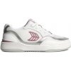 UBA White Leather and Suede Blush Pink Logo Silver Accents Sneaker