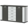 Decodom MANHATT B 21 BIE/GRA KOMPL MBIA 5219145 - komoda, Biela arctic / Biela arctic vysoký lesk / Grafit