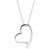 Šperky eshop - Strieborný 925 náhrdelník - číry briliant, nepravidelné srdce, guličková retiazka T12.03