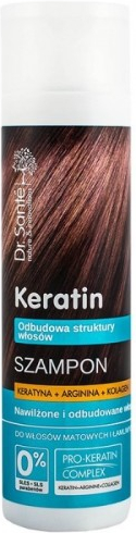 Dr. Santé Keratin regeneračný a hydratačný šampón pre krehké vlasy bez lesku Keratin Arginine and Collagen 250 ml