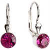 Evolution Group Strieborné náušnice visiace s krištáľmi ružové okrúhle 31112.3 fuchsia, darčekové balenie