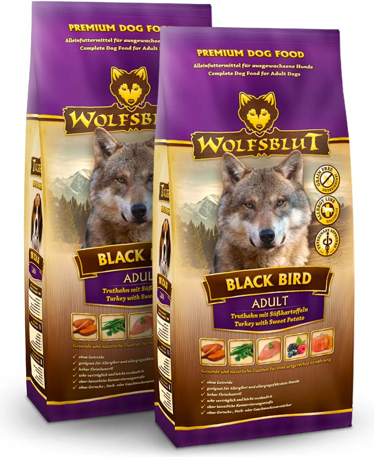 Wolfsblut Black Bird Adult 2 x 12, morka s batátmi 5 kg