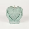 Prírodná sviečka SRDCE V DLANIACH tyrkysová